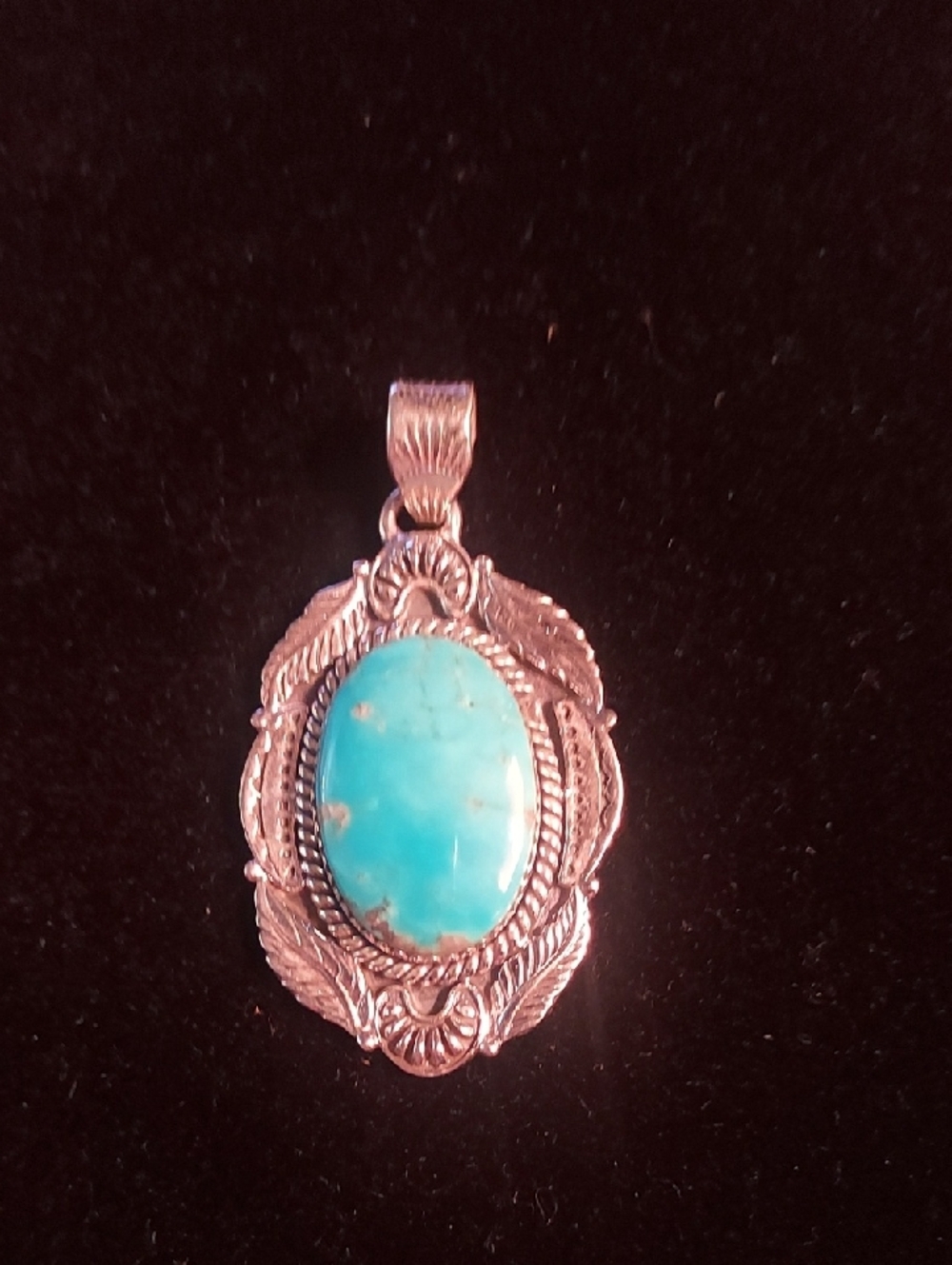 Sterling silver. 925 Turquoise Oval Pendant